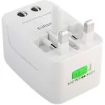 Upix Universal Travel Adapter with 125V 6A, 250V Surge/Spike Protected Electrical Plug (White)