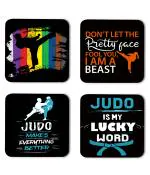 Whats Your Kick Judo Karate Judo Make Everything Better Quotes Printed Set of 4 Coaster With Metal Stand