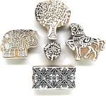 Reniq 2.0-L Wooden Printing Block Stamps Hand Carved Printing Blocks Printing Blocks (Pack Of 5)