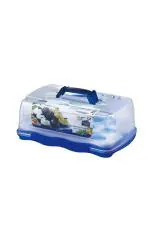 Lock & Lock Transparent Rectangular Plastic Cake Storage Box with Cup Cake Tray 10 L
