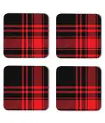 Whats Your Kick Pattern Design Black And Red Check Pattern Design Printed Set of 4 Coaster With Metal Stand