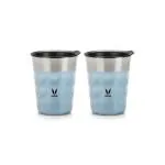 VAYA POPCUP Blue Insulated Double Walled and Easy Hold Stainless Steel Tumbler and Cups 500 ml (Pack of 2)