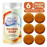 WashBerry Ayurvedic Papaya Bath Soap 100g (Pack of 6) | Handmade Herbal Soap