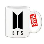 Mug Morning BTS Merch BTS Products for Girls BTS Accessories BTS Merchandise Black Logo On BTS Mug (White)