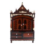 DZYN Furnitures Sacred Space Large Floor Rested Pooja Mandir with Door (Brown Gold)
