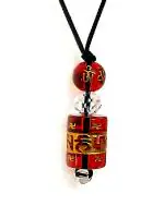 Astroghar Tibetan Buddhist Auspicious Om Mani Padme Hum Engraved Lucky Charm Red Pendant For Men And Women