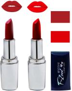OUR BEAUTY Multicolor Creamy Matte Moisturising Lipstick Ks81, 9 G (Set Of 2)