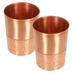 Kuber Industries Glasses | Copper Drinking Water Glass | Serving Water Glasses | Lower Hammered Copper Glass Tumbler for Kitchen & Health Benefits | Set of 2 | Copper