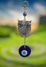 Color Nation Lucky Lakshmi OWL Evil Eye Hanging for Protection, Good Luck Charm and Prosperity at Office and Home. Prepared from fine Quality of Metal & Polyresin for Feng Shui Remedy.