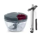 FIRST FRONT Vegetables Plastic Dori Chopper With Stainless Steel Lemon Squeezer and (Multicolour, Pack of 2)