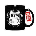 Mug Morning BTS Merch BTS Products for Girls BTS Accessories BTS Merchandise Square Logo on BTS Mug (Black)