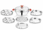 SPRINGWAY Supremo-6 Stainless Steel Induction Multi Kadai with Lid and 6 Plates