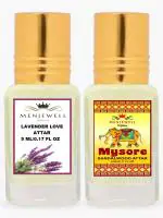 Menjewell Combo Pack Of 2PCs Attar(Lavender Love 5ML,Mysore Sandalwood 5ML) 10ML Attar (Floral)