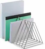 Geschir Stainless Steel Triangle Slot Magazine Stand - File Rack Desktop Book Organizer, Table book stand for Office - Magazine Files Stand, File Organiser
