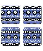 Whats Your Kick Violet And Black Pattern Design Printed Set of 4 Coaster With Metal Stand