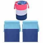 SH.NASIMA MANUFACTURER Laundry Basket & Bag In Multicolor-(Non-Woven) Pack of 3