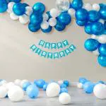 Specialyou.in Blue Theme Birthday Decoration Item for Boys with Blue and White Balloons with Blue Color HBD Banner- set of 48 Pcs