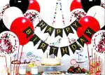 SV Traders Happy Birthday Decoration Red Black Theme Combo Kit Of 50 Pcs