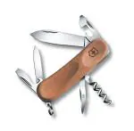 Victorinox Swiss Army Knife - Evolution Wood 14 - Multitool with 12 Functions - Walnut Wood Brown, 85 mm