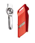 URBAN BUY Stainless Steel Lemon Squeezers With Stainless Steel Johny Slicer Multipurpose Potato/Onion Slicer and Vegetable Slicer and Multicolour, (Pack of 2)