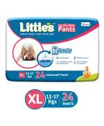 Little's Comfy Baby Pants Diapers with Wetness Indicator and 12 hours Absorption, XL - 24 Pieces