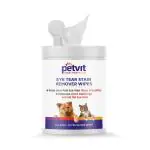 Petvit Fragrance Less Dog and Cat Tear Stain Remover Wipes Eye Area Clean and Healthy