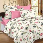 Huesland by Ahmedabad Cotton 160 TC Comfort Cotton Double Bedsheet - Blue and Beige Pink