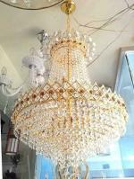 SHRI MAHAL ANTIQUES Round LED Crystal Incandescent Chandelier Big size Jhhomar