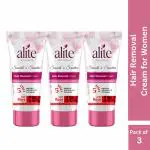 Alite Hair Removal Cream pack of 3 (60 gram each) For Women Enriched with Rose Water, Aloe Vera, Cocoa Butter & Shea Butter | Suitable for Legs, Underarms, and Arms | Silky Smooth & Hydrated Skin