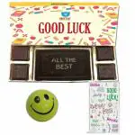 BOGATCHI Good Luck Chocolate Gift Box, Exam Wishes, Dark Chocolate Bar + 4 pcs + Free Best of Luck Exams Card + Smiley Ball
