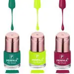 Perpaa Sea Green, Neon, Fuchsia Pink Nail Polish (Pack Of 3)