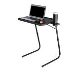 TABLE MAGIC - Pro Smart with Cup-Holder Work Space Table Mat Finish Top PP & Steel Frame, 55 * 40 * 73cm Multipurpose Laptop Table with 6 Heights, 3 Angles Adjustable (Black)