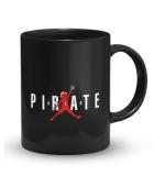 The Desi Monk Black Ceramic Pirate Printed Black Mug With Print - 325 Ml