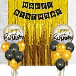 AMFIN Happy Birthday Foil Curtain / Birthday Decoration for Boys / Curtain for Birthday / Photoshoot Wall Decoration / Theme Decoration Round Balloon - Pack of 18