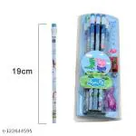 Jellify Multicolor Wood Stationery Hb Pencils Set With Pencil Cap Sharpener Pepa Pig For Sketching, Writing (Set Of 15)