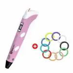 3 idea Imagine Create Print 3D Pen Pink + Multicolor PLA Filament Set of 10 (Each Filament 10 Meters), 1.75mm