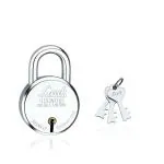 Link Silver Alloy Steel 65mm New Round Lock with 3 Silver Keys with 2 yrs Warranty