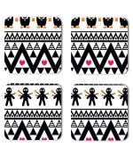 Whats Your Kick Pattern Design Black Beautiful Pattern Design Printed Set of 4 Coaster With Metal Stand