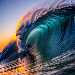 Love Creation 12x18 Size poster print for creative wall art- surf-s-up-ocean-wave-rider-digital-print-7447(Non Sticker)