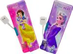 POKSI Light Pencil Box l Pack of 2 |Frozen and Princess Light Pencil Box for Girls| Disney Princess Frozen Art Plastic Pencil Boxes l Set of 2 Pink Purple