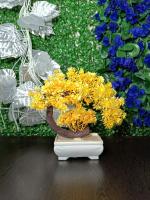 DSY Yellow Plastic Anthurium Artificial Flower With Pot For Home Decoration, 10 Inch