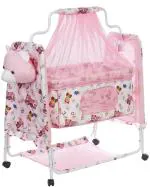 Fun Baby Newborn Baby LittleNest Pink Bassinet Cradle with Mosquito Net-Canopy And Wheels Recommened For Cradle For Baby With Net And Swing kids Cradle Baby Cradle Mosquito Net Cradle baby cradle jhula swing (Pink, White)
