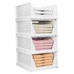 Novatic 4-Layer Clothes Organizer Box Drawers Storage Plastic Stationary Box | Make Up Organiser | Cosmetic Storage Organizer | Toys, Books, Snacks Organizer | File Paper Organizer For Home-Office