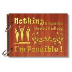 Look Decor Nothing Is Impossible Artworks Wooden Photo Album Scrap Book With Butterfly (Pack Of 1)