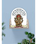 Home Sparkle Om Wall Handing Mandir |Wooden Wall Mounted Hanging Puja Temple | Wood God Stand for Pooja Room | Mandir Devghar Stand Temple | for Home Shop Office, Puja Mandir Pooja Stand for Home Wall