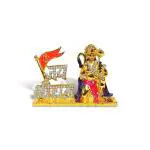 Adhvik Jai Shree Ram/bajrang Bali with Flag (Mini St/1987 Anmol Plus Siting Hanuman) Multi-Color Metal God Stand for Home Décor/car Dashboard/mandir Pooja Murti/temple Puja/office Table Showpiece