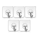 MAPPERZ Pack of 5pcs Self Adhesive Wall Hooks, Heavy Duty Sticky Hooks, Waterproof Transparent Adhesive Hooks for Wall (pack of 5)