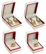 atorakushon Velvet 2 Ring Box With 2 Earring Box Jewelry Organizer Storage Case For Travel Wedding Engagement Ring Box Fit for Women Girl Red