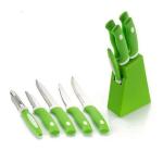 AXN Knife Holder for Kitchen with Knife 5-Pieces Knife Stand (Plastic) + 4 Knife + 1 Peeler (Green)