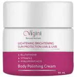 Vigini Skin Lightening Brightening Polishing Moisturizer Body Cream I Glutathione Hyaluronic Acid Vitamin C Sun Block I Under arms Face Elbow Knee Neck Men Women I 100ml